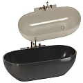 White Modern Freestanding Bathtub Design With Sleek Shape And Faucet Details