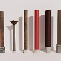 Decorative Columns Featuring Various Styles Colors Base And Capital Designs For Interior 3d model