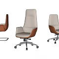 Modern Office Chair Collection With White Brown Leather And Metal Frame Wheels