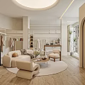 Elegant Modern Clothing Store Interior With Mannequins Apparel Displays Sofa And Mirrors
