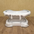 Unique Design Stool With Green Base White Top And Dripping Details On Wooden Floor