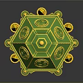 Green And Yellow Decorative Ornamental Structure With Dome Circular Patterns Door And Yellow Accents