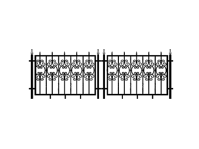 Classic Wrought Iron Fence With Ornate Decorative Patterns For Outdoor Garden 3d model