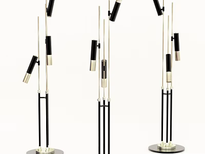 Modern Minimalist Floor Lamps With Black And Gold Metal Poles And Multiple Heads 3d model