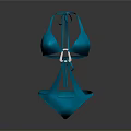 Blue Bikini Swimsuit With Triangle Top Adjustable Straps And Smooth Fabric
