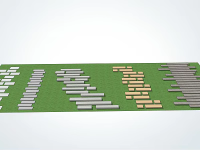 Colorful Stepping Stones Arrangement On Green Garden Lawn With Diverse Materials 3d model