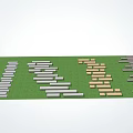 Colorful Stepping Stones Arrangement On Green Garden Lawn With Diverse Materials