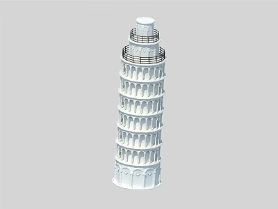 Leaning Tower of Pisa Historic White Marble Architectural Structure with Arches 3d model