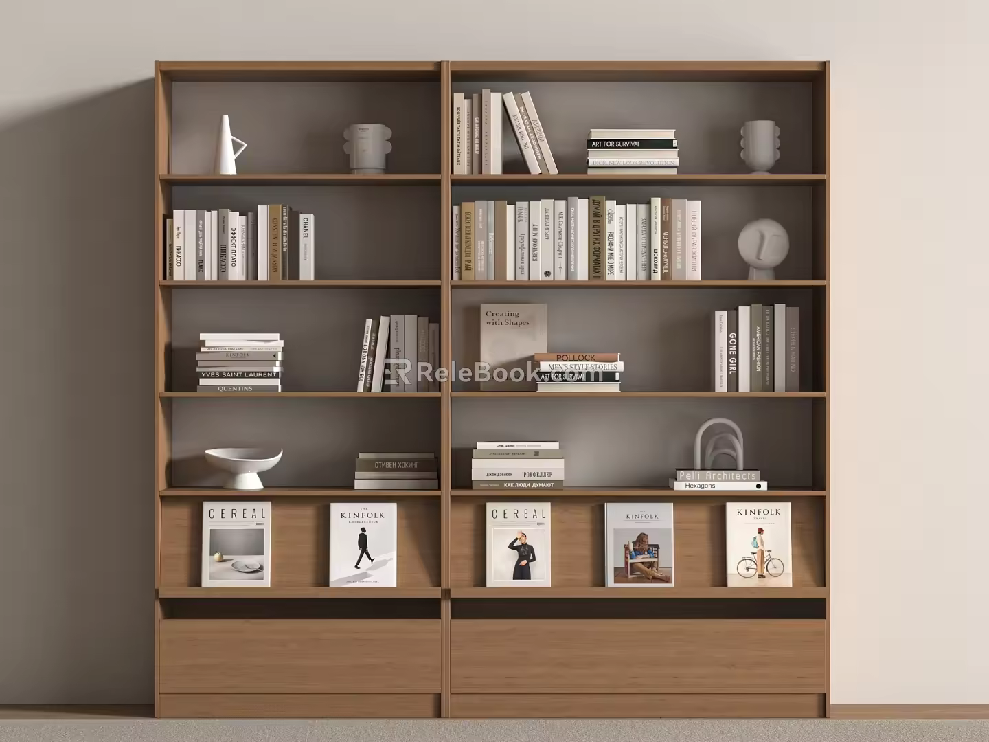 Modern Solid Wood Bookshelf 3d model