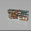Multi tier Retail Display Shelf With Various Products Arranged Neatly