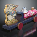 Wooden Children's Toy Car Furniture With Cartoon Duck Bell And Red Wheels