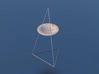 Geometric Storage Shelf with Triangular Frame and Circular Top Shelf Board on Blue Background 3d model