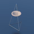 Geometric Storage Shelf with Triangular Frame and Circular Top Shelf Board on Blue Background