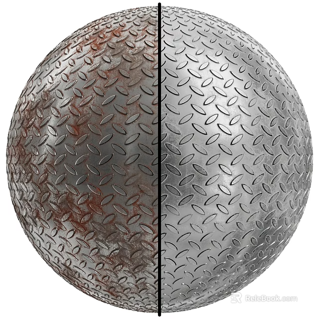 Rusty And Clean Sides Metal Sphere Component With Diamond Textured Surface 3d model 