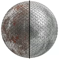 Rusty And Clean Sides Metal Sphere Component With Diamond Textured Surface