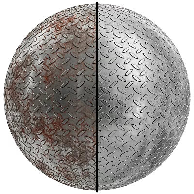 Rusty And Clean Sides Metal Sphere Component With Diamond Textured Surface 3d model