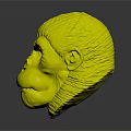 Highly Detailed Gray Ape Head 3D Model With Realistic Facial Features