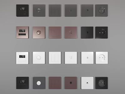 Modern Electrical Switch Panels with Various Colors and Stylish Design Options 3d model