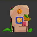 Colorful 3D Model Pink Vending Machine With Food Design And Green Leaf Decoration