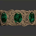 Elegant Gold Bracelet With Green Gemstones And Intricate Filigree Patterns Accessory