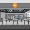Modern Digital Store Interior With Audio Products Brand Sections And Display Shelves