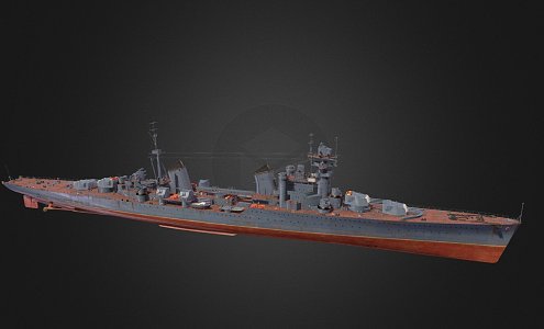 Warship Destroyer Weapon Ship Cruiser Ship 44 3d model