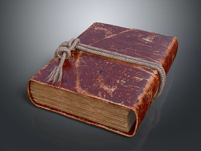 Vintage Leather Bound Old Book With Rope Tie And Yellowed Pages 3d model