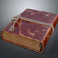 Vintage Leather Bound Old Book With Rope Tie And Yellowed Pages