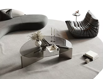 Modern Minimalist Coffee Table Shaped Coffee Table Glass Coffee Table Metal Coffee Table Round Coffee Table Book Jewelry Ornaments 3d model