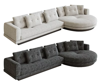 Modern Sectional Sofa Light Beige And Dark Gray L Shaped Design With Plush Cushions 3d model