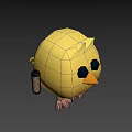Cute Yellow Chicken Game Movie Character With Big Black Eyes And Simple Design