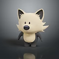 Cute Cartoon Style Wolf Doll With Light Body Dark Ears Limbs Standing On Dark Background