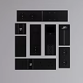 Black Switch Panels Showcasing Various Modern Designs And Different Sleek Shapes 3d model
