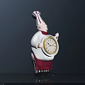 Decorative Chef Shaped Clock With White Uniform Red Apron And Round Dial 3d model
