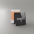 Stylish Shopping Bags Featuring Black CHAN Logo Gray Scarf And White Orange Design