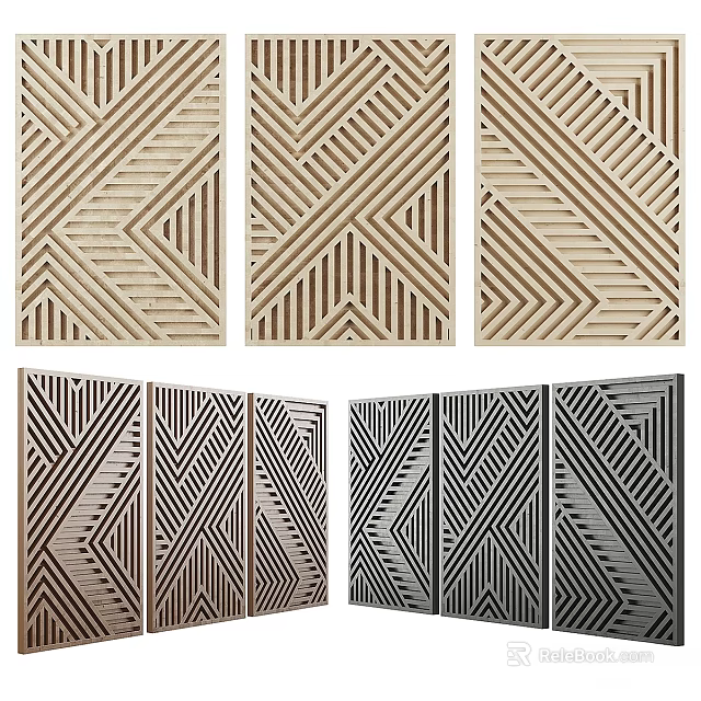 Geometric Pattern Decorative Frames With Striped Diamond Shapes Beige Brown Black Color Options 3d model 