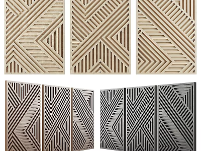 Geometric Pattern Decorative Frames With Striped Diamond Shapes Beige Brown Black Color Options 3d model