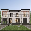 Modern Two Story Rural Self Built House With White Exterior And Glass Windows