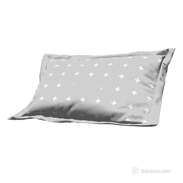 Gray Decorative Pillow With White Cross Patterns For Home Sofa And Bedroom 3d model 