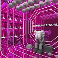 Purple Illuminated Photo Check-in Spot With Central Sculpture In Fragrance World