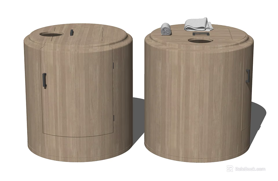 Wooden Round Storage Cabinets With Towel For Bathroom Home Essentials 3d model 