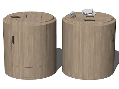 Wooden Round Storage Cabinets With Towel For Bathroom Home Essentials 3d model