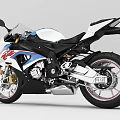 Stylish White Blue Red Sport Motorcycle With Streamlined Body And Black Seat