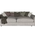 Modern double sofa fabric multi-person sofa 3d model