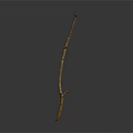 Single Slender Dry Leafless Natural Plant Branch Against Dark Background