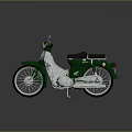 Vintage Green And White Motorcycle With Two Seats And Shiny Metal Parts