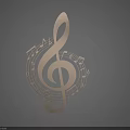 Golden Musical Wall Hanging with Treble Clef and Surrounding Music Notes