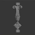 Ornate Decorative Column Design With Carved Scrolls And Intricate Geometric Details