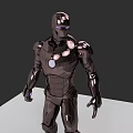 Black Armored Game Movie Character Mech Design With Glowing Chest Reactor And Eyes