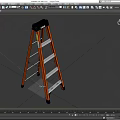 Durable Orange Ladder With Silver Steps Black Top And Non Slip Pads